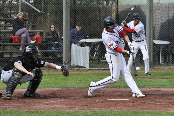 Dennis Kelly hit a homerun in his first at-bat for Mannheim