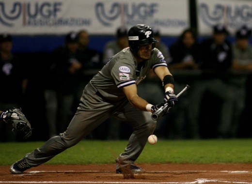 Davide Dallospedale lays down a bunt Davide Dallospedale lays down a bunt