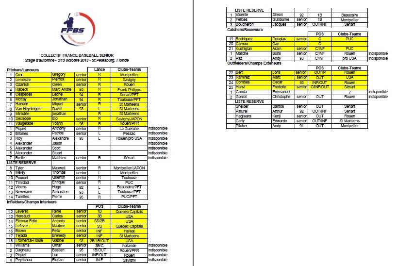 Roster France National Team 2013