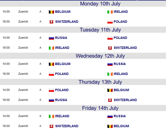 Schedule Zurich
